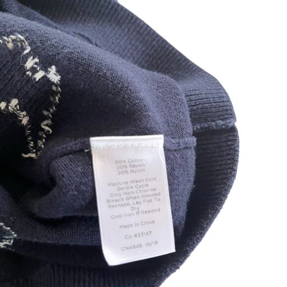 Talbots Navy Blue Butterfly Intarsia Crewneck Long Sleeve Sweater Size Small - Picture 7 of 7